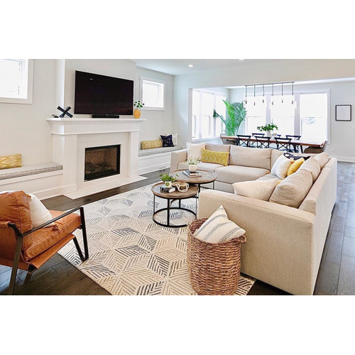 Dash and Albert Rugs Karari Hand Hooked Wool Geometric Area Rug in Gray/Blue & Reviews Perigold